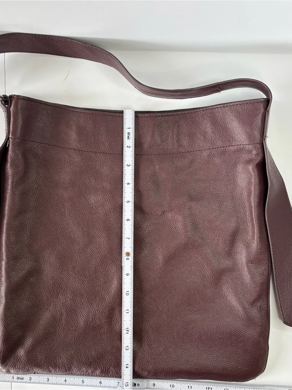 Zara Burgundy Leather Maxi Buckle Hobo Bag Dark Purple Slouchy Shoulder Tote
